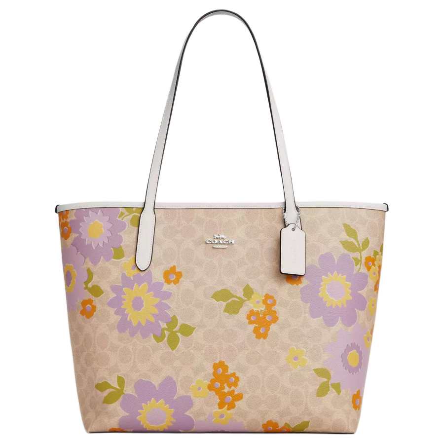 COACH City Coated Canvas Tote Bag, Shopping Bag, Shoulder Bag Large Women's Sand & Multicolor