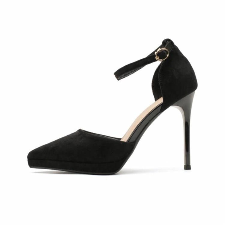 UMEK Microfiber Leather Slim Heel High Heels Women's Black