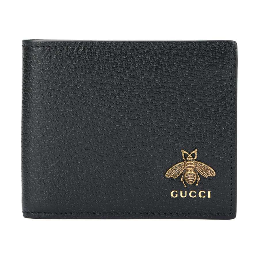 GUCCI Animalier Leather Purse Men's Black