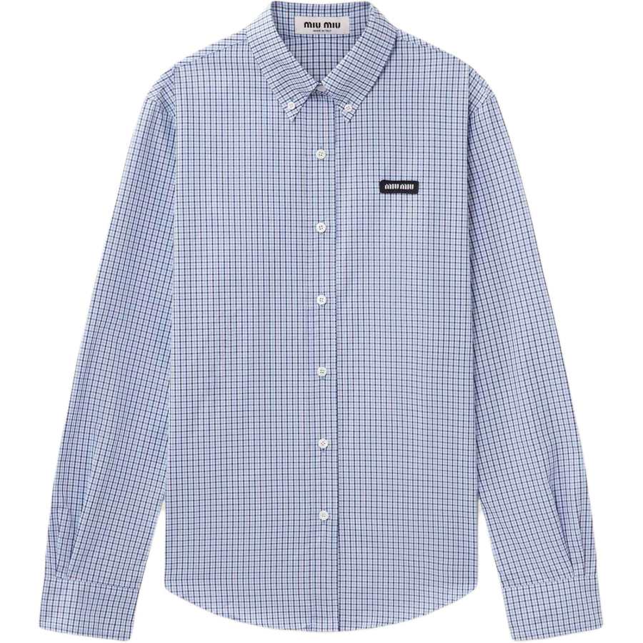 MIU MIU Shirts Women's Blue Lapel Moderate