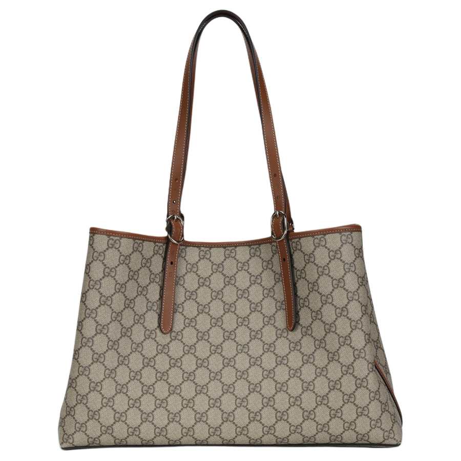 GUCCI GG Emblem Coated Canvas Tote Bag, Shopping Bag, Shoulder Bag, Handbag Medium Women's Brown
