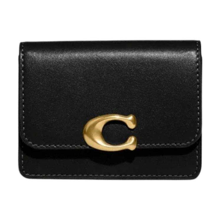 COACH Bandit Calfskin Card Holder Women's Black