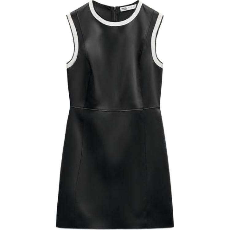 ZARA Sleeveless Dresses Women's Black Crew Neck Moderate Short