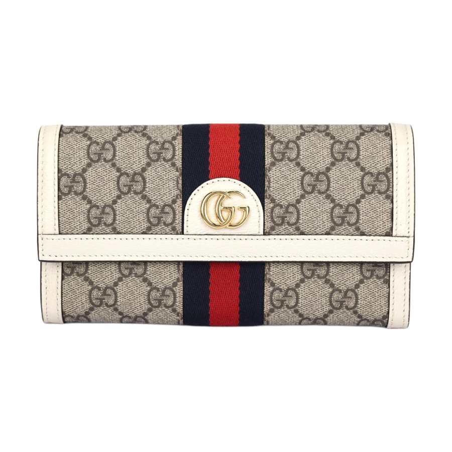 GUCCI Ophidia Canvas With Leather Wallet Women's Ebony/White