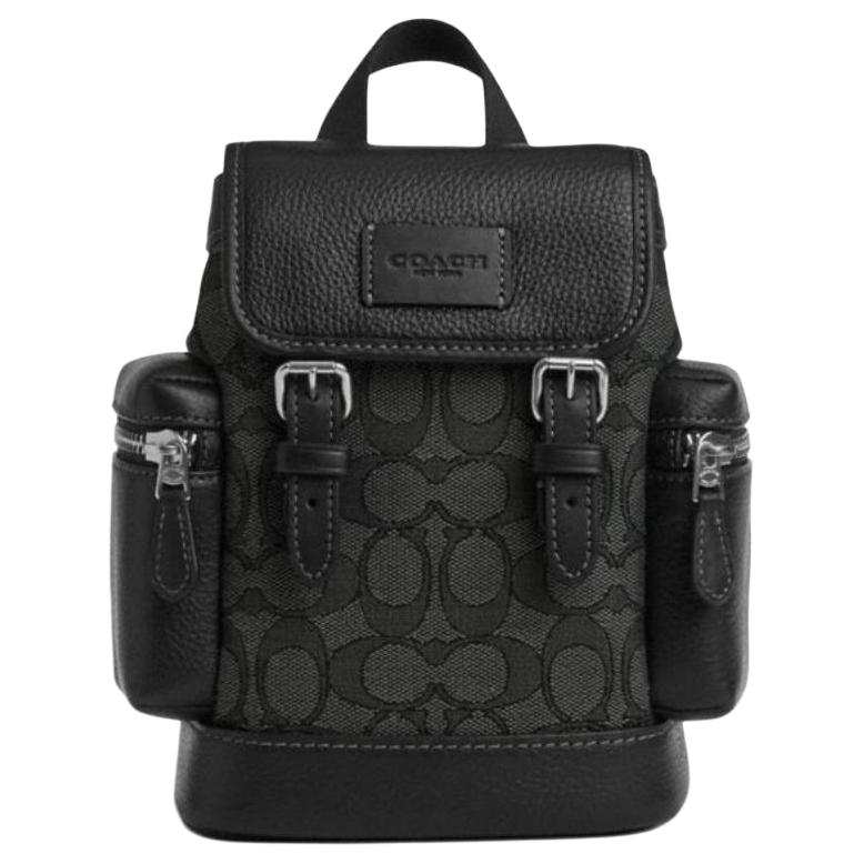 COACH Sprint Iconic Jacquard Fabric Shoulder Bag, Crossbody Bag Mini Unisex Black Gray