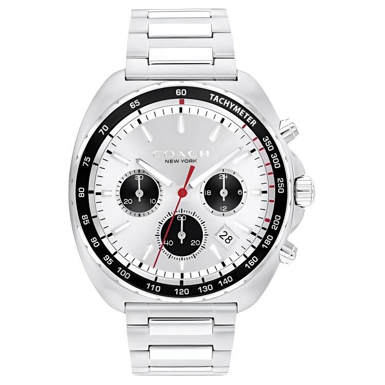 COACH Wrist Watches Quartz Movement Stainless Steel Strap 44mm White Dial Men's Watches 30m Water Resistant