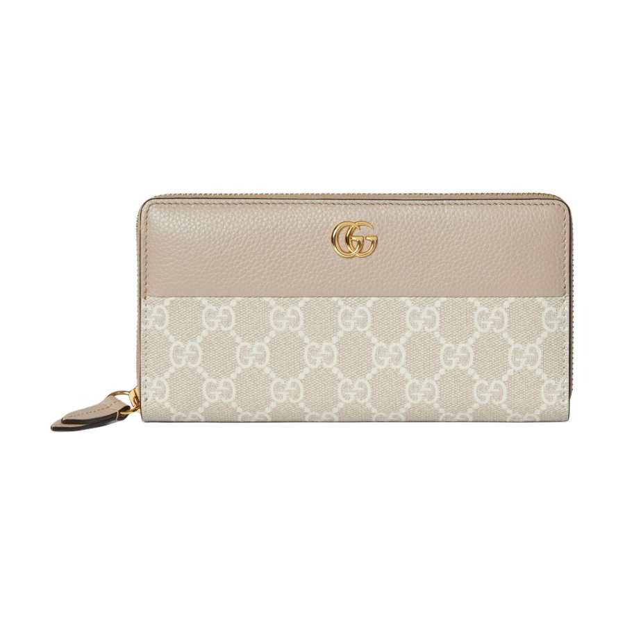 GUCCI GG Marmont Leather Wallet Women's Ecru