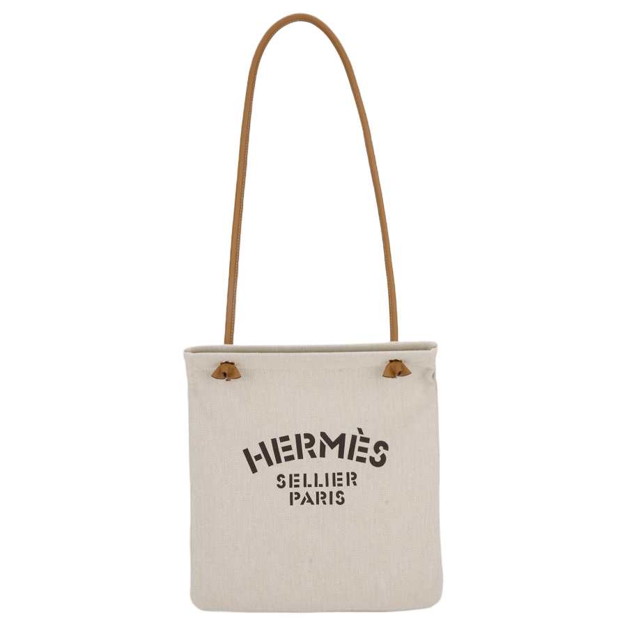 HERMES Aline Herringbone Canvas Shoulder Bag Women's Chalk White & Gold