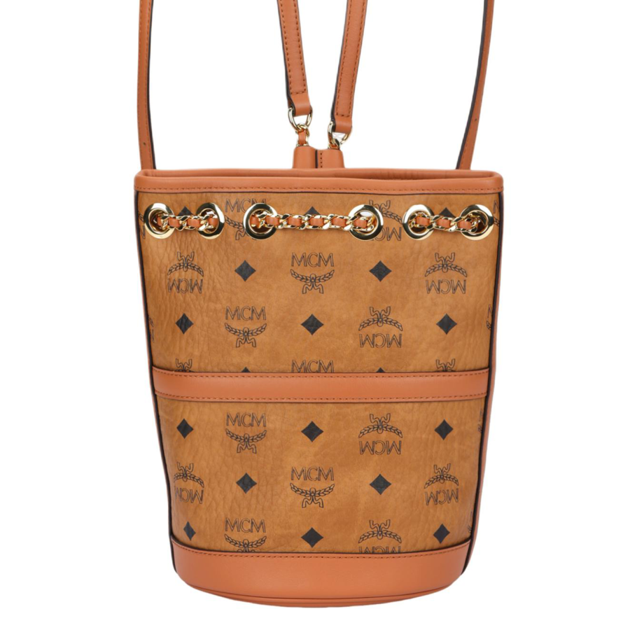 MCM Aren Calfskin Trim Bucket Bag, Backpack Women's Brown