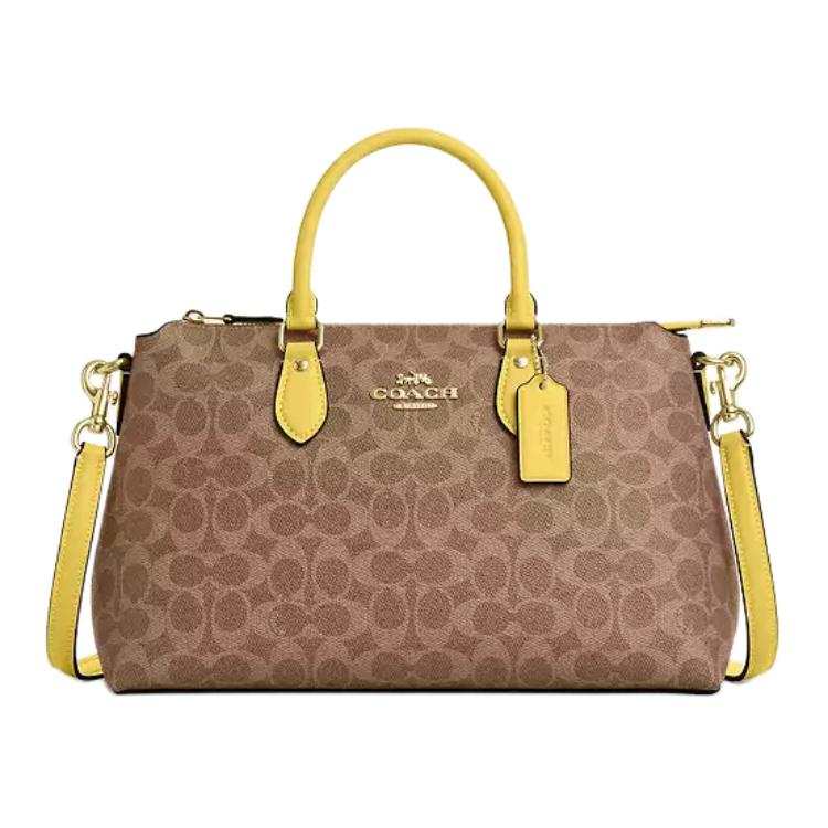 COACH Georgia Coated Canvas One Shoulder Handbag Large Women's Brown