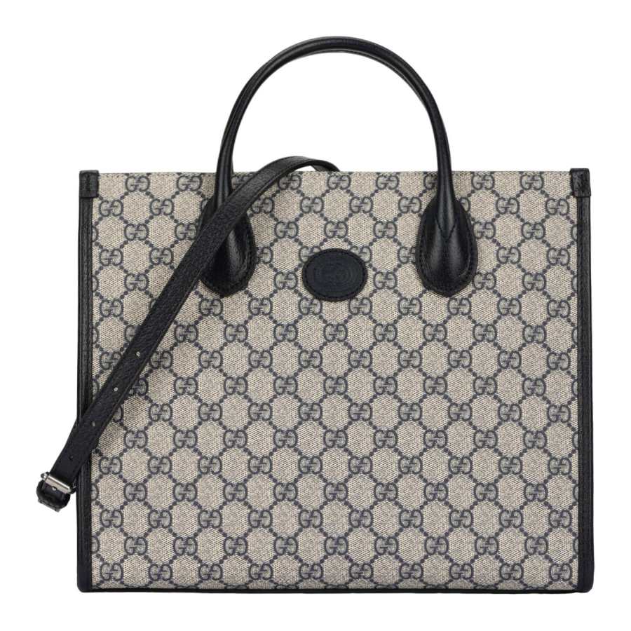 GUCCI GG Retro Canvas Tote Bag, Shopping Bag, Shoulder Bag, Crossbody Bag, Handbag Small Men's Beige & Blue