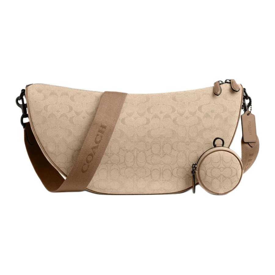 COACH COACH HALL Jacquard Shoulder Bag Large Men's Light Umber