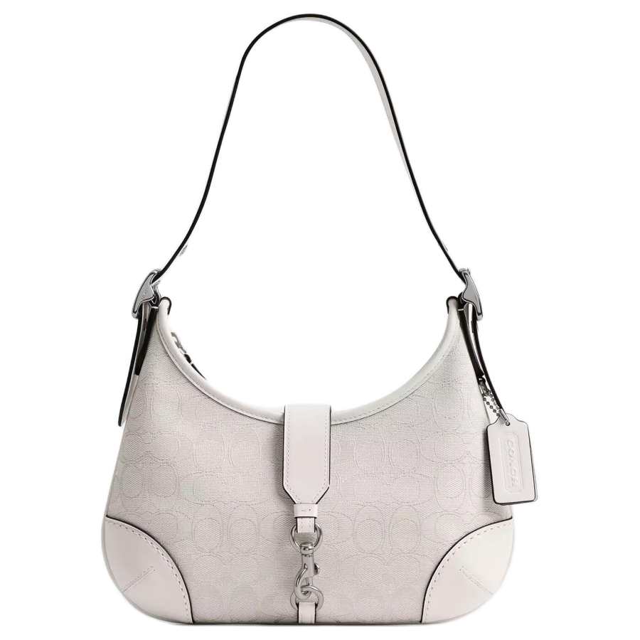 COACH COACH Hamptons Recycled Polyester Handbag, Shoulder Bag Medium Women's White