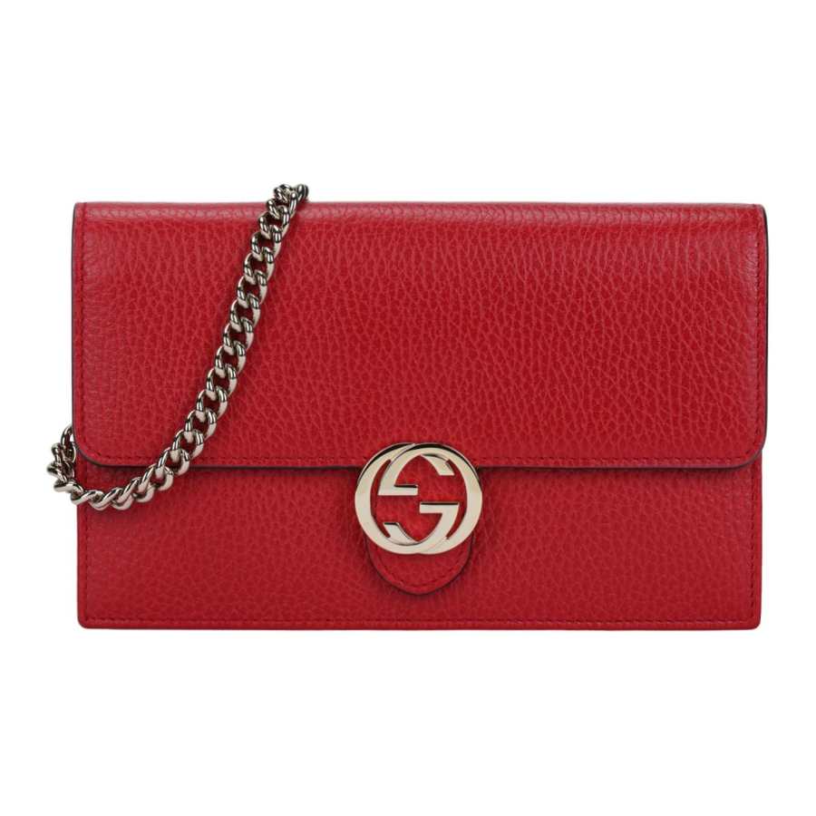 GUCCI GUCCI Interlocking GG Crossbody Chain Wallet Red