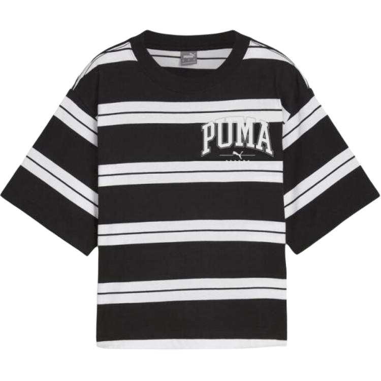 PUMA Squad T Shirts Women's Black/White Crew Neck Moderate Straight Fit