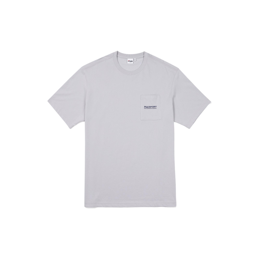 FILA T Shirts Unisex Light Gray Crew Neck Moderate Straight Fit
