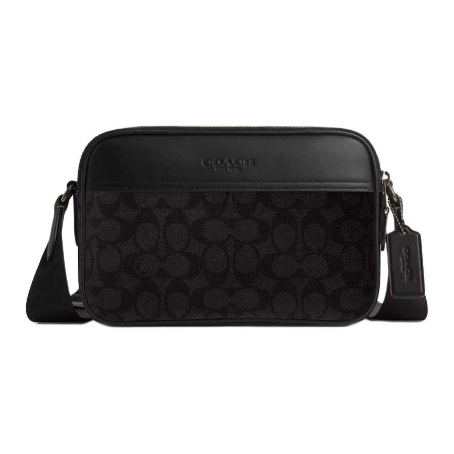 COACH Graham Artificial Leather With Cow Leather Shoulder Bag, Crossbody Bag Medium Men's Black