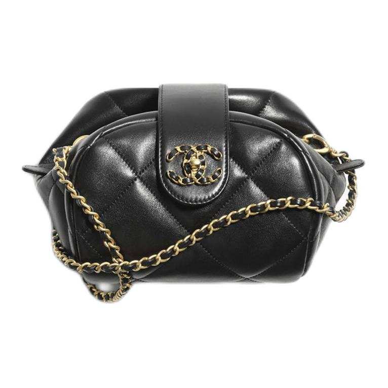 CHANEL Sheepskin One Shoulder Handbag Women's Black