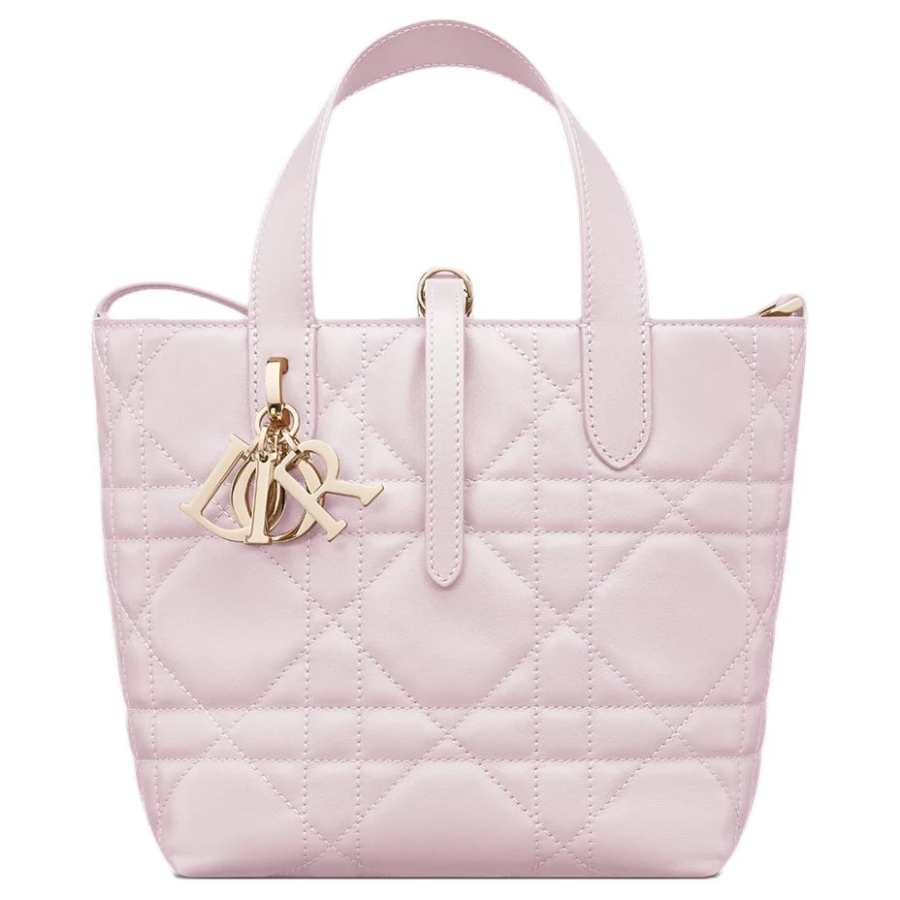 DIOR Toujours Cow Leather Indigenous Basket Bag Handbag Small Women's Light Pink