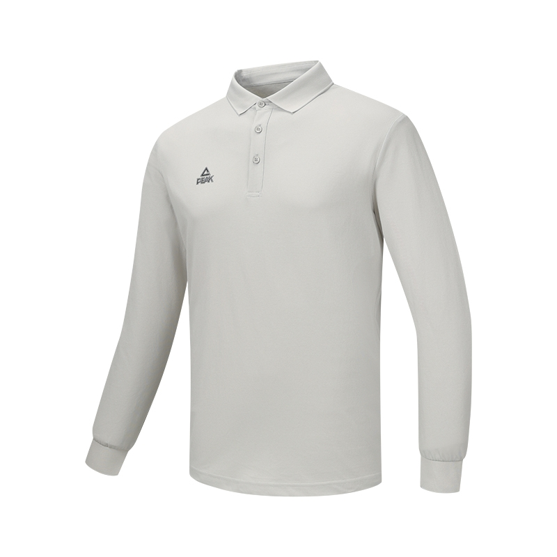 PEAK Polo Shirts Men's White Gray Green Polo Collar Moderate Straight Fit