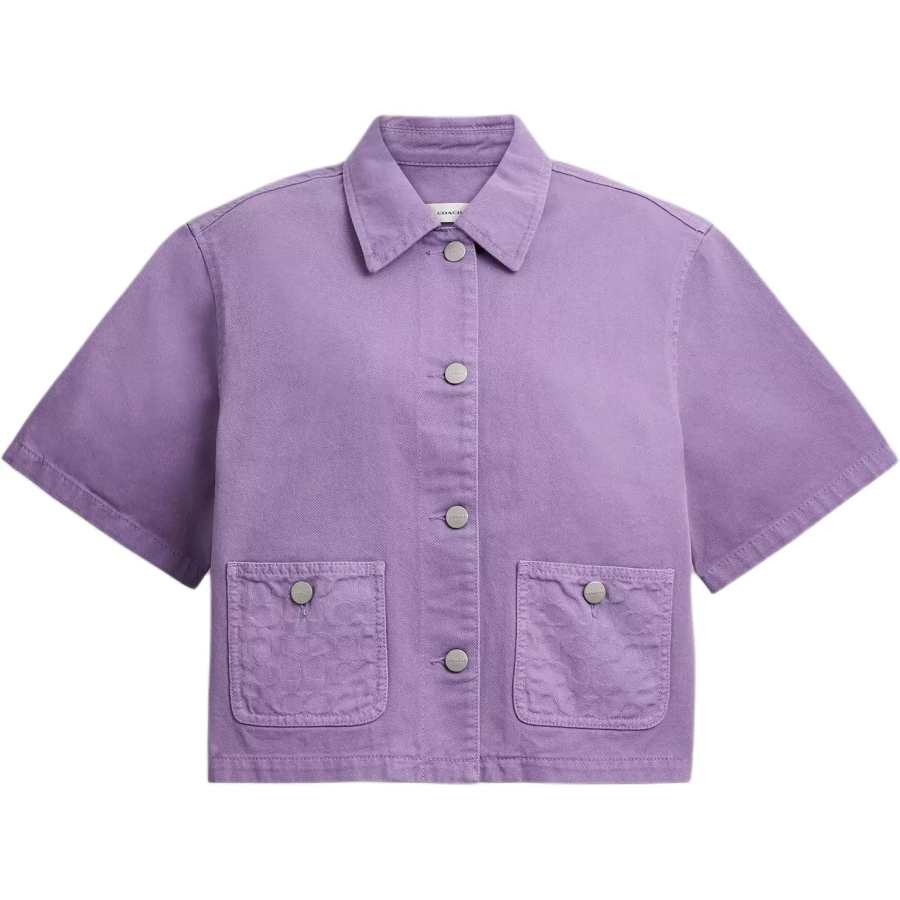 COACH Shirts Women's Purple Pointed Collar Moderate