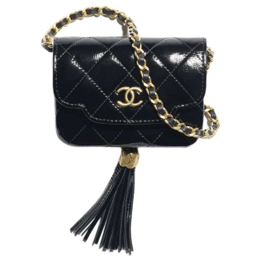CHANEL Sheepskin Shoulder Bag Women's Black