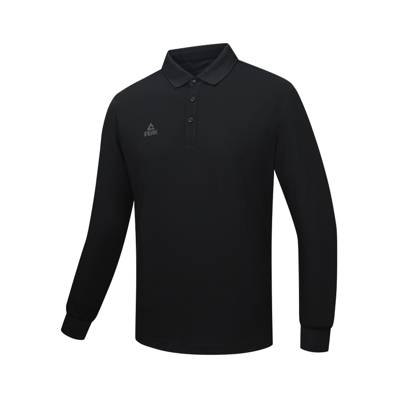 PEAK Polo Shirts Men's Black Polo Collar Moderate Straight Fit