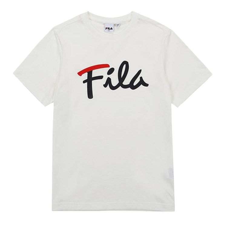 FILA T Shirts Men's White Crew Neck Moderate Straight Fit
