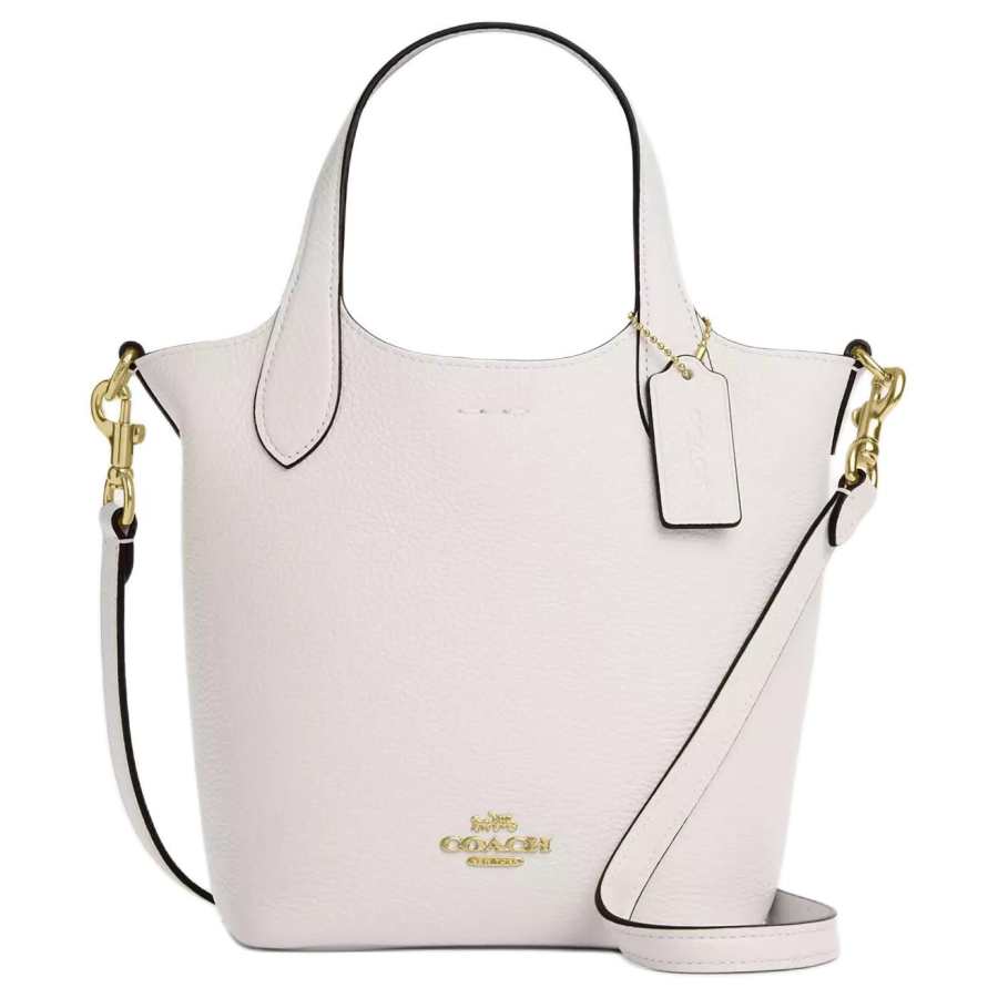COACH Hanna Cow Leather Bucket Bag, One Shoulder Handbag Small Women's Chalk White