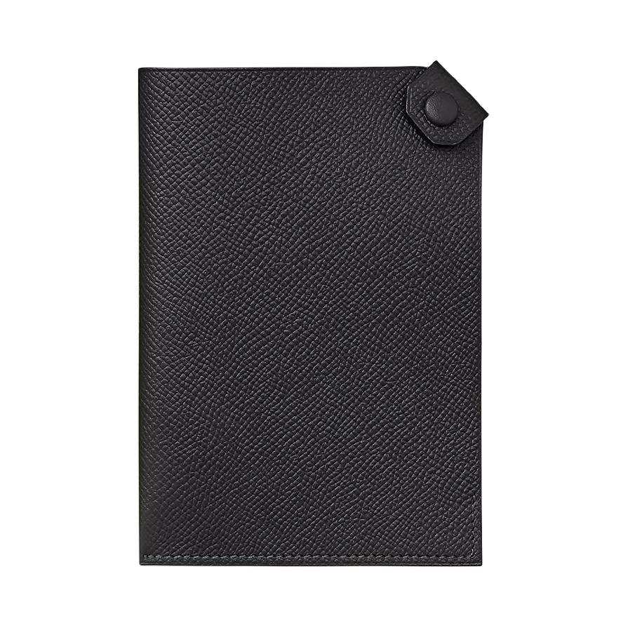 HERMES Tarmac Epsom Calfskin Wallet, Passport Holder Women's Black