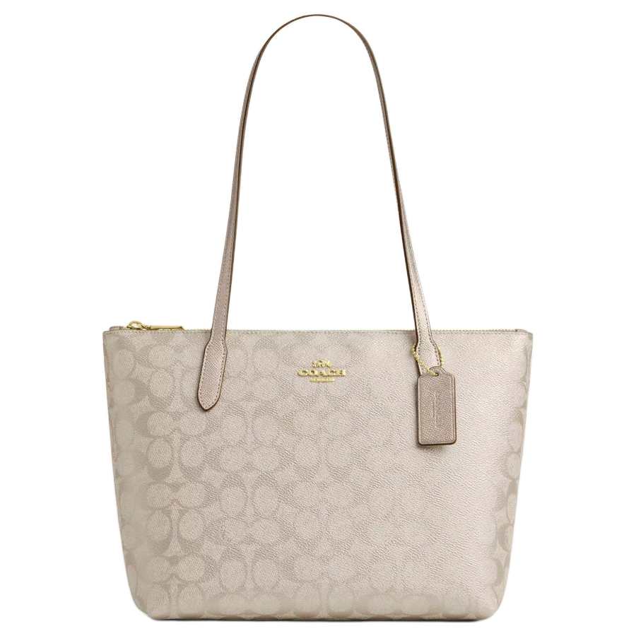 COACH Fiona Artificial Leather Tote Bag, Shoulder Bag Medium Women's Champagne Mixed Color