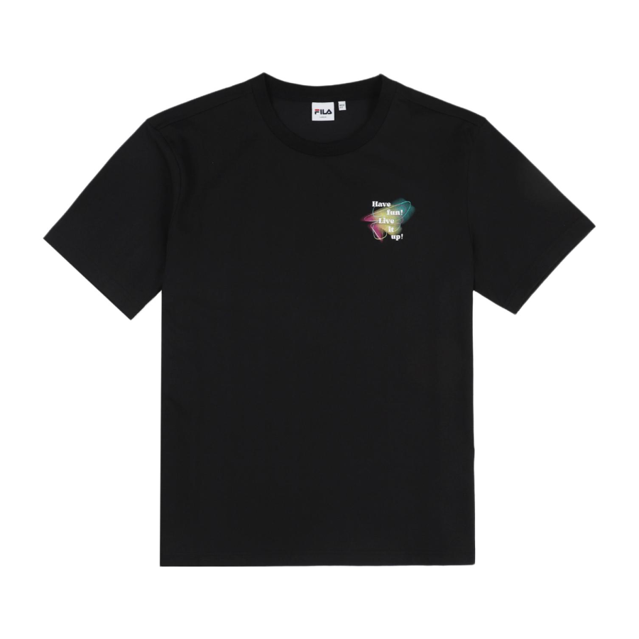 FILA T Shirts Unisex Black Crew Neck Moderate Straight Fit