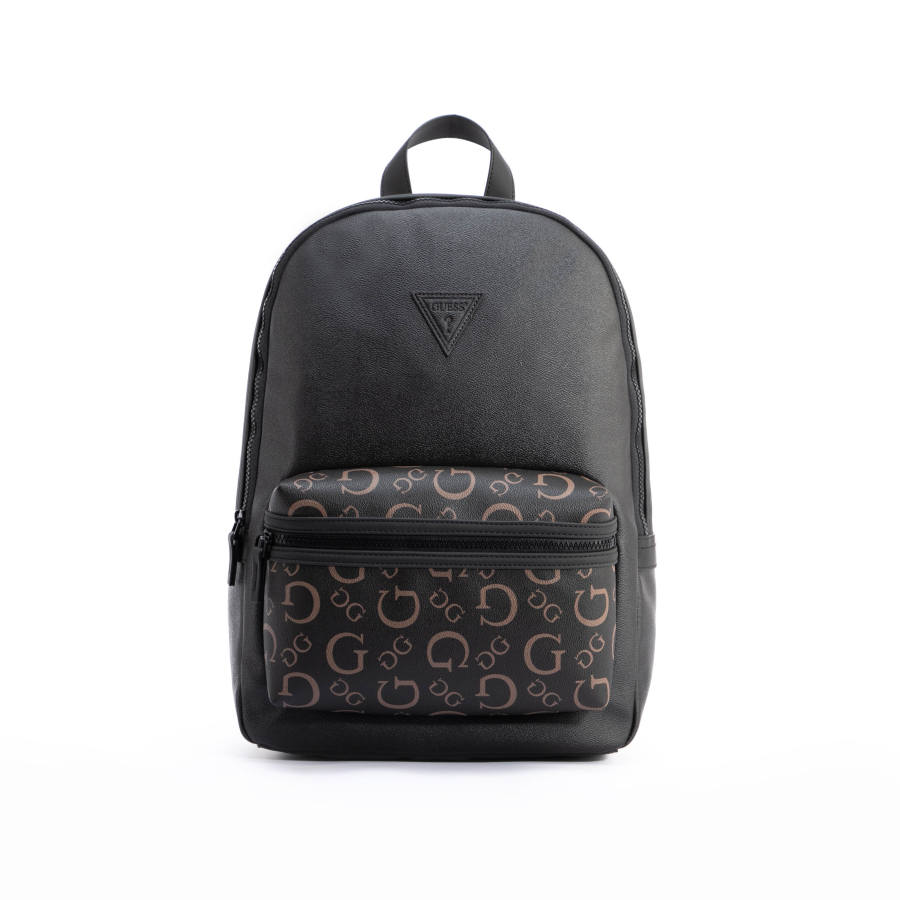 GUESS Synthetic Leather Backpack Regular Unisex Charcoal Gray/Dark Brown