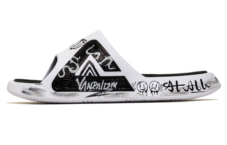PEAK State Pole Odor Resistant Abrasion Resistant Slip Resistant Slide Slippers Unisex Black White