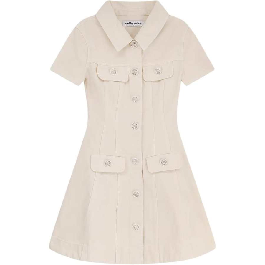 Self-portrait Self-portrait Collared Denim Mini Dress