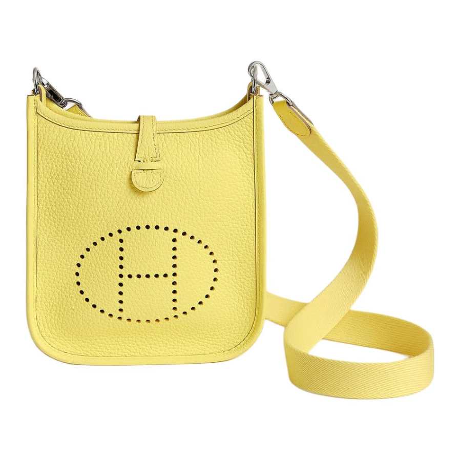 HERMES Evelyne Clemence Bullock Leather Crossbody Bag, Shoulder Bag Regular 16 Women's 9R Lime Lemon