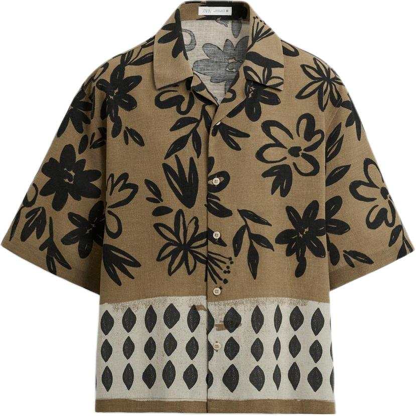 ZARA ZARA Shirts Men's Tan Lapel Moderate