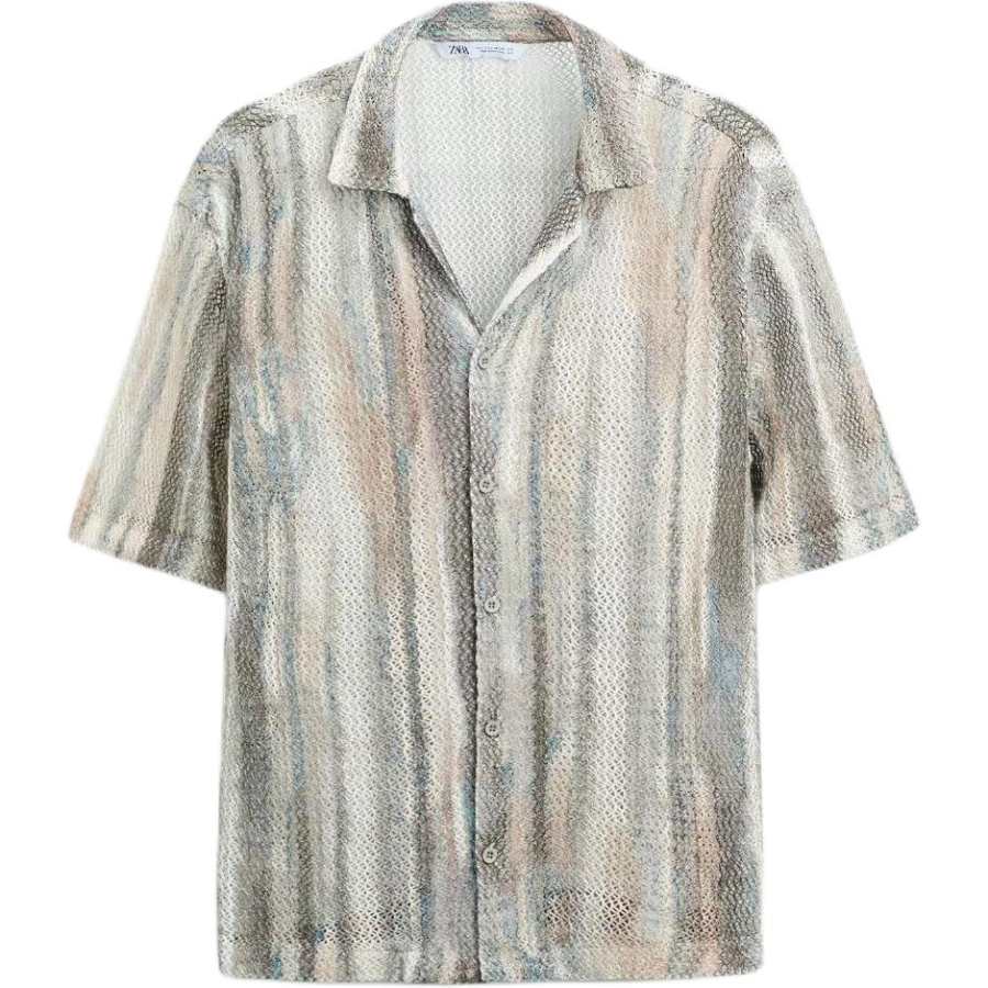 ZARA Shirts Men's Gray V Neck Moderate Other