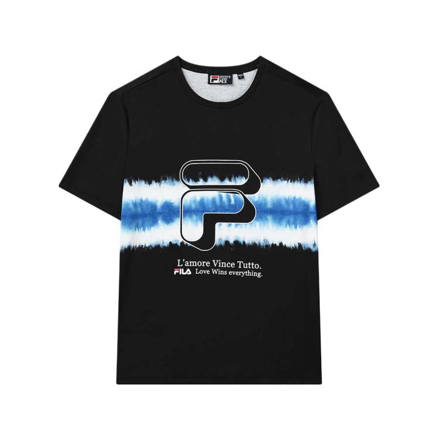FILA T Shirts Men's Black Crew Neck Moderate Straight Fit