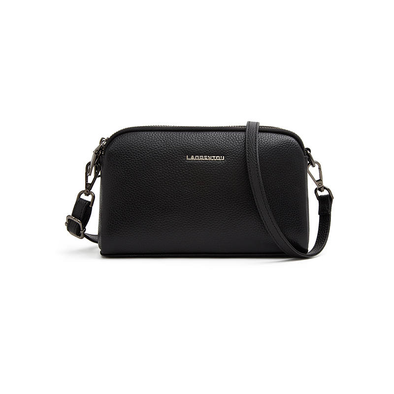 LAORENTOU Top Grain Cow Leather Crossbody Bags Women's Black/Red/Elephant Gray