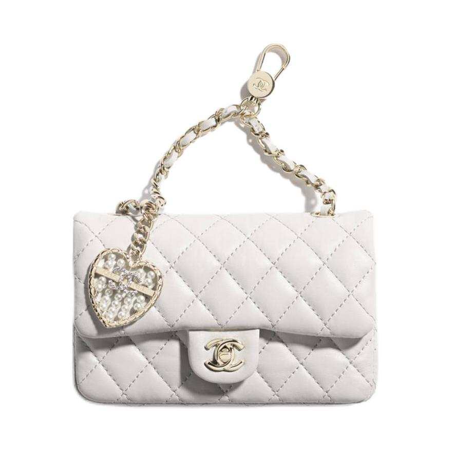 CHANEL Sheepskin Coin Purse Mini Women's Light Gray
