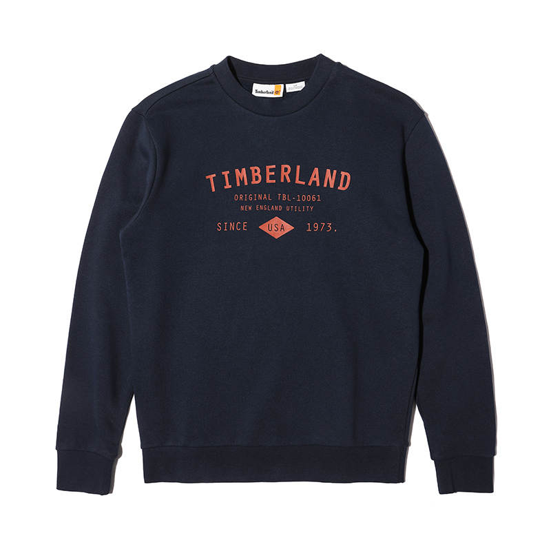 Timberland Sweatshirts Men's 433 Navy Blue Crew Neck Moderate Regular