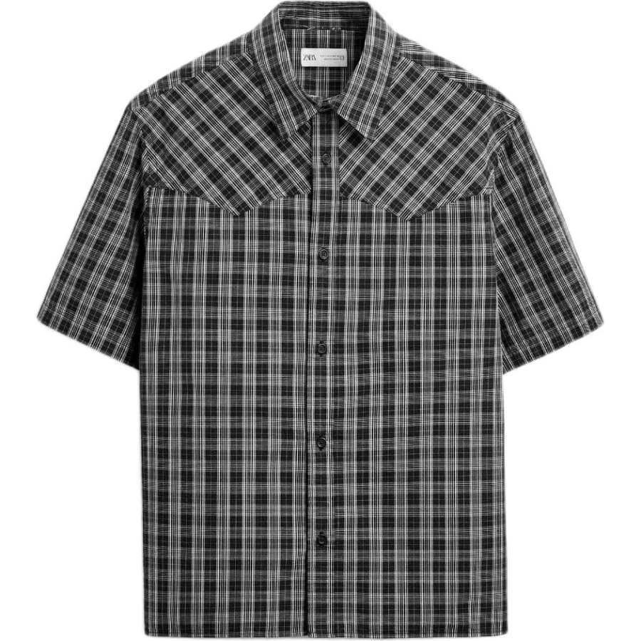 ZARA ZARA Shirts Men's Black Lapel Moderate