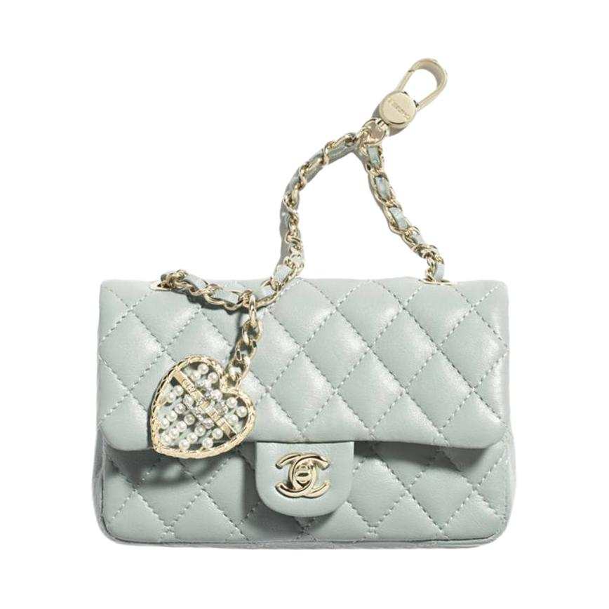 CHANEL Sheepskin Coin Purse Mini Women's Light Green