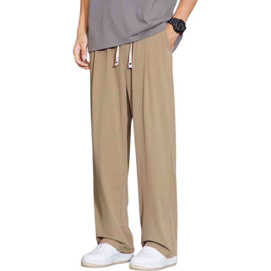 Tonlion Casual Pants Men's Khaki Thin Straight Fit Pants