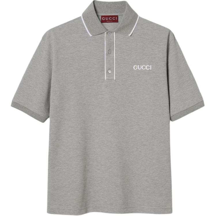 GUCCI Logo Embroidered Short Sleeve Polo Shirt