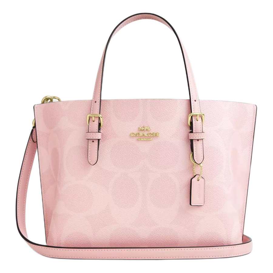 COACH Mollie Artificial Leather Tote One Shoulder Handbag 25 Women's Rouge Pink