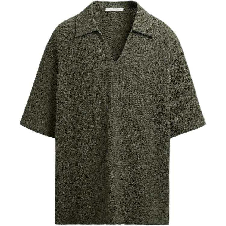ZARA Polo Shirts Men's Green Lapel Moderate