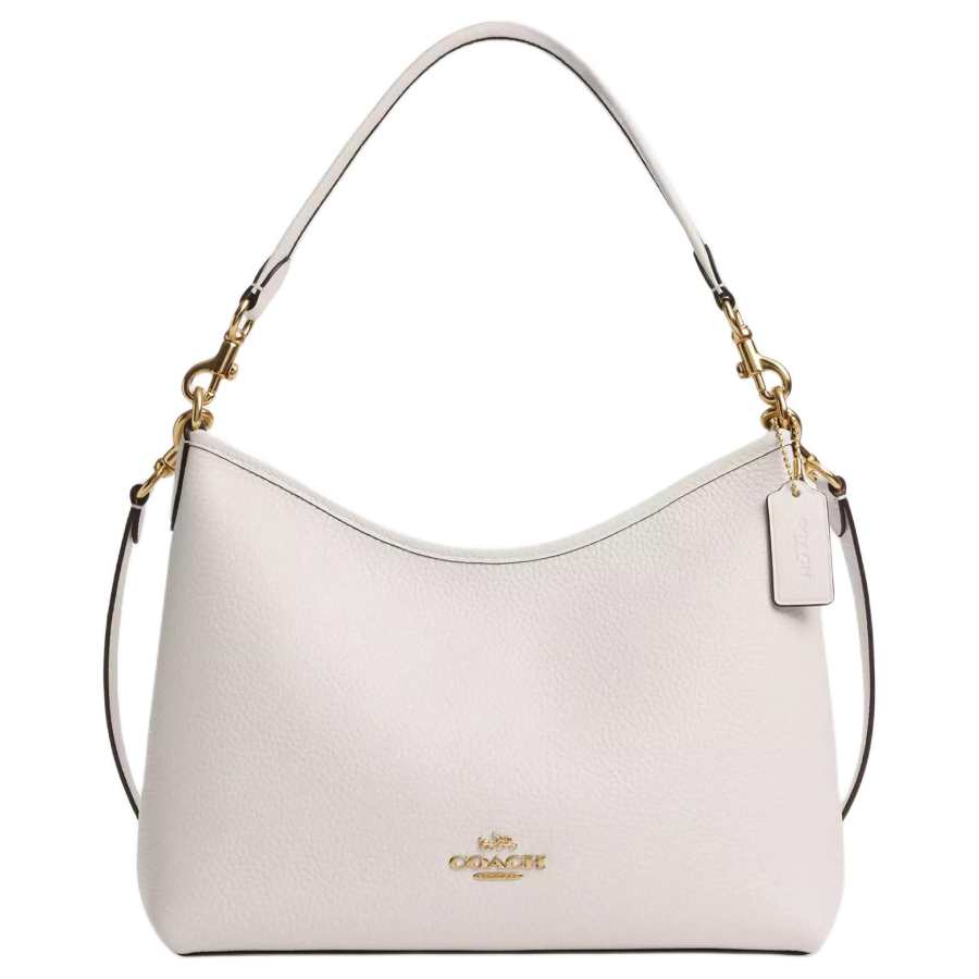 COACH Laurel Pebbled Leather Portable Crossbody Bag, Shoulder Bag Large Women's Gold & Chalk