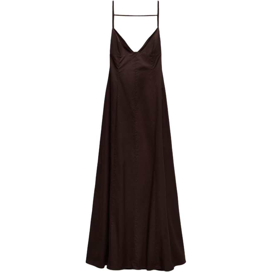 ZARA Slip Dresses Women's Deep Eggplant Purple V Neck Moderate Mid Length
